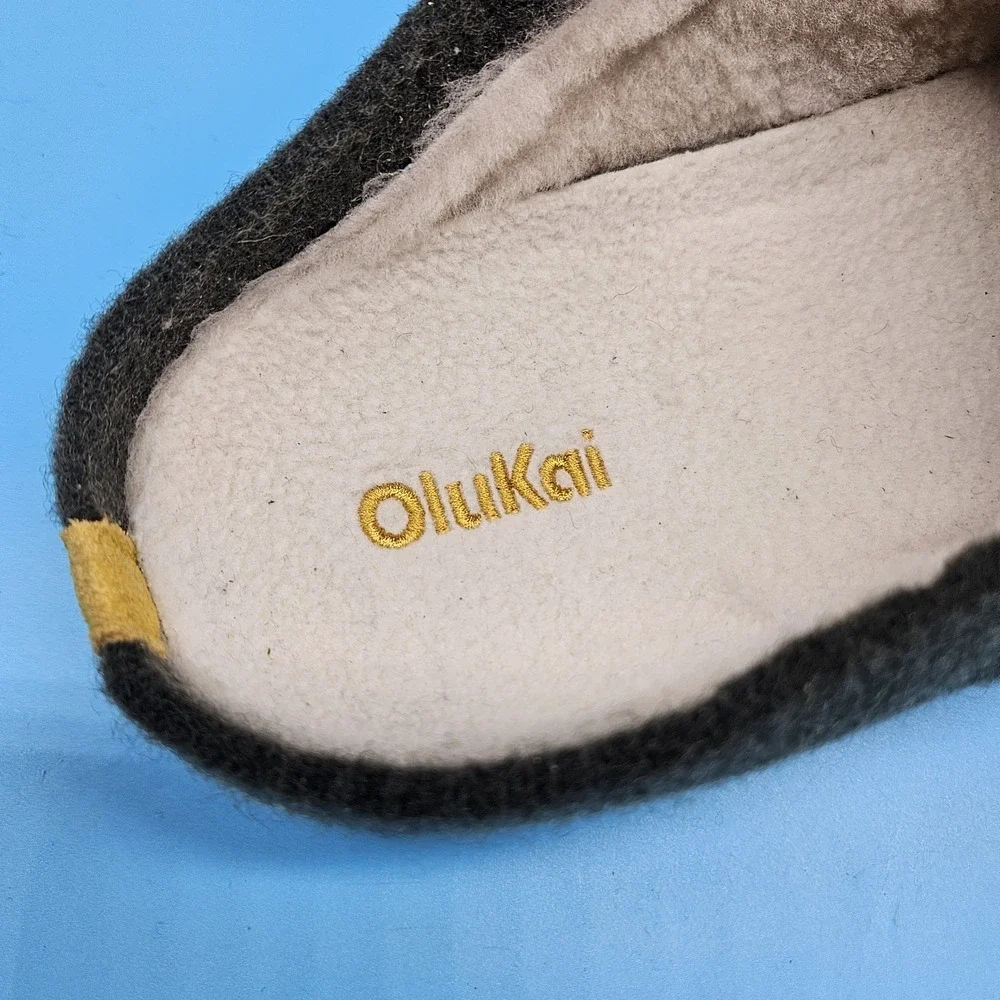 New Olukai Hamani Hulu Men Size 15 Green Slip On Loafer Cozy Slippers‎
